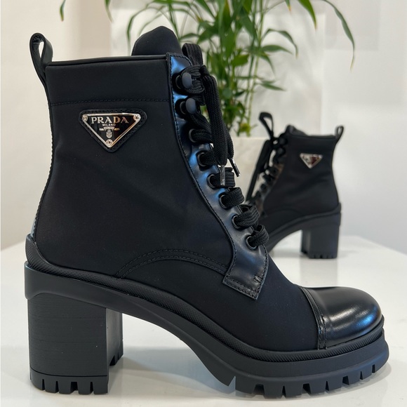 Prada Shoes - PRADA 55 Logo Lug-Sole Hiking Boots